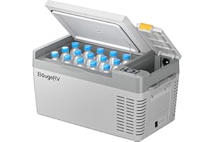 BougeRV CRPRO Kompressor Kühlbox 12v, 20 Liter Auto Kühlbox(-22℃~10℃), 12/24V DC &110-240V AC Tragbarer Auto Kühlschrank, 12v Kühlschrank, für Auto, Camping, Reisen, Grau (Aktualisierte Version)
