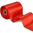MAKINGTEC 4 Inch x 22Yards Wide Red Satin Ribbon Solid Fabric Large Ribbon for Cutting Ceremony Kit Grand Opening Chair Sash Table Hair Car Bows Sewing Craft Gift Wrapping Wedding Party Decoration