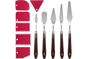 SZSMART 11Pcs Palette Knife Set, 5Pcs Pallet Knife Painting Tools with 6 Plastic Scraper, Oil Painting Mixing Scraper, Stainless Steel Painting Paint Knife Spatula Set for Art Craft Painting