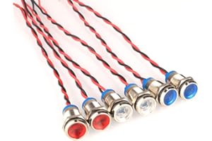 GUUZI 6pcs LED Panel Pilot Dash Warnlicht Anzeige 220V-230V 10mm Lampe Pilot Dash Bulbs Directional (Rot/Blau/Weiß)