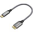 CLEEFUN Short USB C Hard Drive Cable 0.3m,USB C to USB 3.1 Micro B 10Gbps Nylon Braided USB Type C to Portable External Hard Drive Cord for Seagate,WD,Toshiba,Westgate,Samsung M3, Galaxy S5,Camera