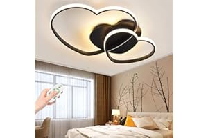 YZSJ Plafonnier LED Dimmable Plafond Moderne Coeur Acrylique Chambre D'enfants Lampe Avec Télécommande Garçons Filles Plafonnier Dessin Animé Lustre Enfants Plafonnier Intérieur Chambre Décor Lampe,Noir