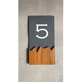 Wooden Serisi Dikey Kendinden Yapışkanlı Kapı Numarası -5