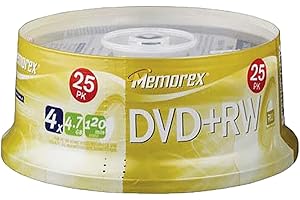 Memorex DVD+RW 4.7GB (4X Speed) x 25 discs on Spindle