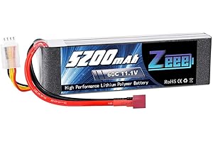 Zeee 3S Lipo Batterie 5200mAh 11,1V 60C 3S Batterie RC avec connecteur T pour FPV Racing Drones Vélo de Route Quadcopters Avion Hélicoptère RC Bateau RC Voiture