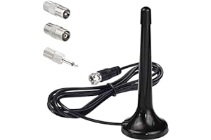 MEUKCEZ Antenna Radio DAB FM Telescopica Interna con Base Magnetica, Antenna FM radio da Interni 75 Ohm, Compatibile con Sintonizzatori Stereo, Ricevitori AV, Amplificatori, Sistemi Home Cinema e HiFi
