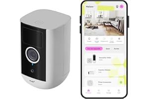 OMAJIN by Netatmo, Videocamera di Sorveglianza Esterna e Interna wireless 2K, visione 140°, IP65, SD/Cloud 64 GB, rilevamento movimenti/persone, batteria 9600mAh, audio bidirezionale, OWC-01