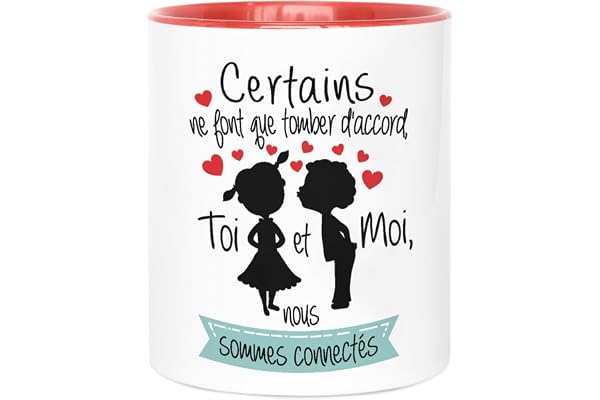 LA MENTE ES MARAVILLOSA - Mug/Tasse en Céramique avec Phrase |Certains ne Font que Tomber d'Accord, Toi et Moi, Nous Sommes Connectés| 330 ml Cadeau Special, Tasse de Café