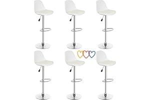 LANTUS Taburete En Polipiel 6X Taburetes Alto Cocina Regulable en Altura Taburetes de Bar con Respaldo Cuero Sintético+Plástico Sillas Altas Taburete Giratorio para Estudio, Trabajo, Oficina