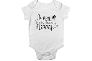 Shopagift Happy Birthday Nanny Black Boys Girls Baby Vest Bodysuit