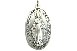GTBITALY (60.836.30) - Médaillon représentant le miracle de la vierge Marie avec un logo et une prière en anglais, en argent, 9 cm de hauteur