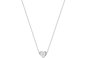 VQYSKO Femme Fille Argent Cœur Lettre Collier-Plaqué or 18 Carats Acier Inoxydable Bijoux, Longueur 45 CM, Peut être étendu à 50