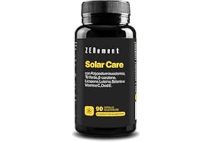 Solar Care, con Polypodium leucotomos, Tè verde, β-carotene, Licopene, Luteina, Selenio & Vitamina C, D & E, 90 Capsule Vegetariane | Prepara la pelle all'abbronzatura | Vegetariano | Zenement