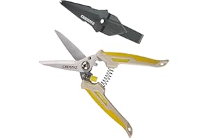 CEERAYZ 8" Cisaille Multi Usage, Ciseaux industriels robustes, Cisaille de jardin pour projets DIY, bureau, lignes de production et jardinage, avec étui protecteur (Marron Jaune)