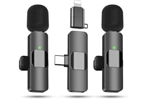KUKIHO Microfono Lavalier senza fili per telefono, pad e Android, microfono a spina plug and play, riduzione del rumore per registrazioni video, interviste