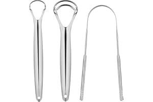 ‎ROOFEI Zungenreiniger - 3 Stück Zungenschaber aus Edelstahl für Mundpflege gegen Mundgeruch - Metall Zungenbürste Tongue Scraper Cleaner Set für Erwachsene & Kinder Mundhygiene Heilt Schlechten Atem Silber