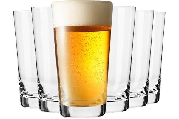 KROSNO Ölglas 6-pack, 590 ml, Pure-kollektionen | Glas för craft beer, pint, veteöl, lager, pils, APA, Blyfritt kristallglas, Tål maskindisk, Elegant glasdesign, Presentidé