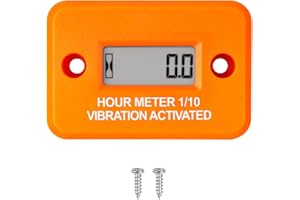 NInE-ROnG Vibration Digital Hour Meter Self-powered Gauge Waterproof IP68 for Air Compressor Mini Tractor Snow Blower (Orange)