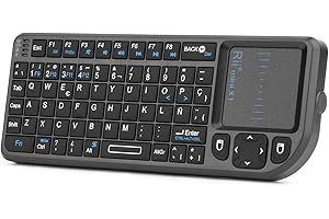 Rii Mini X1 teclado inalámbrico con ratón táctil - compatible con Smart TV, Mini PC Android, PlayStation, Xbox, HTPC, PC, Raspberry Pi