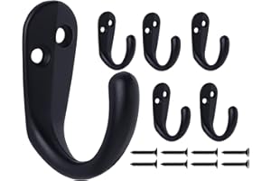 Mokife Gancho Perchero Negro, 6 Piezas Ganchos Multiusos Resistentes Pequeños Percheros Individual para Baño Dormitorio Cocina Garaje Inodoro Oficina Tienda