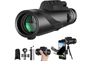 Divons Télescope monoculaire 12 x 50 avec Adaptateur pour Smartphone trépied et Sac Portable, monoculaire de Vision Plus Grande pour Adultes avec Prisme BAK4 et lentille FMC (Noir)