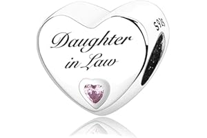 MsRosy New Women's S925 Sterling Silver Heart Charms For Bracelets Gift For the Family and Friends