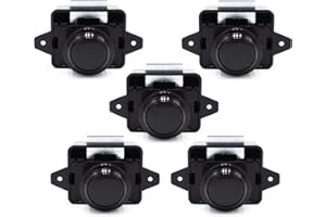 Hotiko 5pcs Push Button Cabinet Latch Lock for RV Motorhome Camper Caravan Yachts (ABS)-Black