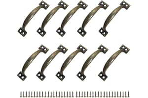 JINXM 10 Poignées Poignee de Meuble Bouton de Porte Poignee Entraxe Rustiques en Alliage de Zinc Pour Cuisine Porte de Grange Jardin Remise (120MM)