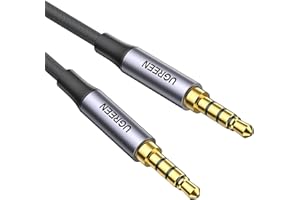 UGREEN Cable Auxiliar TRRS de 3.5 mm para Micrófono Minijack 4 Pines 3.5 Macho Audio Estéreo HiFi para Radio de Coche Cascos PS5 Xbox Reproductor DVD Altavoz PC TV (1M)