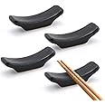 Happy Sales, Set of 4 Porcelain Knife Rests Chopstick Rest set (Black)
