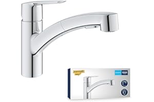 GROHE QUICKFIX Start Robinet de Cuisine évier, Douchette extractible, Inverseur 2 jets, Rotation 90°, Installation et nettoyage facile, Chromé, 30531001 (Import Allemagne)