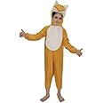 Kaku Fancy Dresses Fleece Fox Wild Animal Costume For Kids - Brown, 3-4 Years | Animal Fancy Dress For Boys & Girls