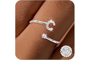 Maynor A-Z Buchstaben Ring Silber 925 Damen Cubic Zirkonia Wasserfeste Ringe – Verstellbare Rings von Größe 50 bis 60 Daumenring Fingerring Initialen Schmuck