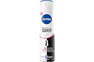 ‎NIVEA NIVEA Black & White Invisible Clear Deo Spray, Anti-Transpirant mit patentierter Anti-Flecken-Formel, Deodorant mit 72h Schutz (150 ml)