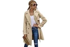Geagodelia Cappotto Donna Primaverile Doppiopetto Lungo Cappotto Classico Antivento Giacca Autunnale Trenchcoat S-XL