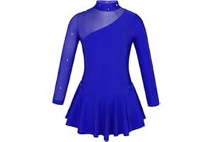Freebily Vestido de Danza Patinaje sobre Hielo para Niña Leotardo de Manga Larga Maillot de Gimnasia Rítmica Competición Vestido de Bailarina Ballet