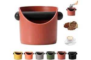 MORAINJAY 0.45L Scatola per Fondi di Caffè Rosso,Knock Box Compatto con Barra Antivibrante e Base Antiscivolo, Accessorio per Macchina Espresso e Barista