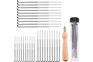AIDQXBAOER Filznadeln Set,30 Filznadeln (3 Größen), 1 Filz Holzgriff Werkzeug und 1 Transparente Flasche,ideal für Anfänger oder Profis