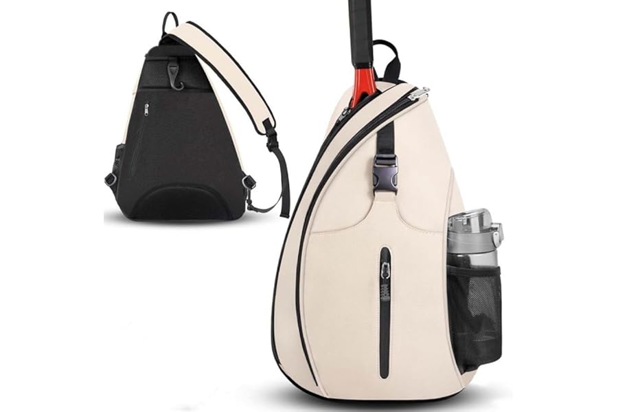 ESSECMBS Tennis Racket Bags for Women and Men Water Resistant Crossbody Sling Bag for Pickleball Badminton Rackets