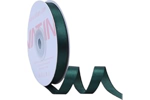 VATIN Dark Green Satin Ribbon Polyester 10mm X 23m(25 Yards) Craft Fabric Ribbon Perfect for Gift Wrapping,Hair Bow,Party Balloon Trimming, Cake Decoration Sewing and Other Craft Projects