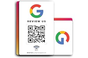 MESSAGENES | Tarjeta PVC Reseñas Google QR y NFC | Doble Placa Código QR Reseñas Google + Instagram | Pack 2 Unidades 8,6 x 5,4cm | Tarjeta Negocio QR y NFC | Reseñas Google y Seguidores Instagram