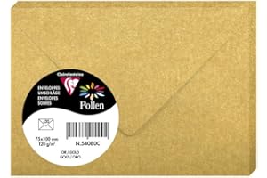 Clairefontaine 54080C - Paquet de 20 Enveloppes Mini Format 7,5x10cm Or - 120g/m² - Fermeture gommée - Invitation Evènements et Correspondance - Gamme Pollen - Papier Lisse