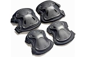 EVER FAIRY Combat Tactique Militaire Dur X Genouillères Coudières Protection Tactique Gants de Sécurité Sports (Black)