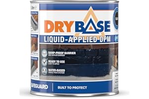 Drybase Liquid Damp Proof Membrane (1 Litre, Black) - Damp Proofing Paint for Walls and Floors. Waterproof Paint