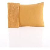 RAYME TEKSTIL M&uuml;slin Yastık Kılıfı 2 Adet Set, 50x70 cm 100% Pamuk Yumuşak Nefes Alabilir Kapaklı 4 Katlı Muslin Kumaş D&uuml;z Re