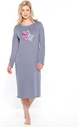 Balsamik Lot De 2 Chemises De Nuit Longues Femme Taille 62 64 Couleur 1 Unie Gris 1 Imp Fd Ecru Amazon Fr Vetements Et Accessoires