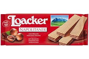 12x Loacker Wafer Napolitan kex Snack Biscuits våffla med hasselnötskräm 175 g med fina italienska hasselnötter