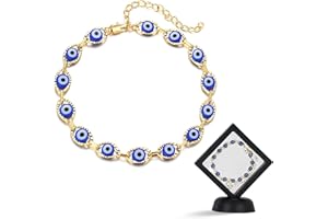 HCLRW Evil Eye Anklet Bracelet, Adjustable Lucky Ankle Bracelet, Gold/Silver Plated Dainty Summer Beach Anklets Bracelet,Fashion Street Snap For Women, Girls