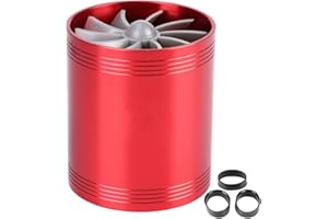 KIMISS Car Air Intake Turbonator Dual Fan Turbines Supercharger Gas Fuel Saver Turbo Super Charger Fuel Saver (Red)