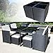 Produktbild FLORIDA Poly Rattan Schwarz Sitzgruppe Gartengarnitur Essgruppe Gartenmöbel Lounge Cube